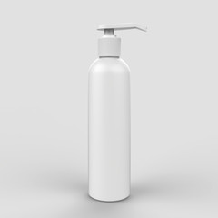 Blank Cosmetic Bottle Dispenser For Hand Wash, Cream, Body Lotion, Liquid Gel, Shampoo, Bath Foam. Mock Template on Isolated White Background. 3D Illustration
