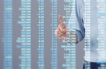 Businessman plan graph growth and increase of chart positive indicators