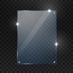 Glass shining trophy. Isolated on black transparent background. Vector illustration.