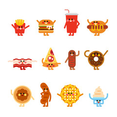 delicious cute character vector flat design illustration set 