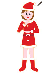 女性のサンタクロースがグッドアイデアが出た姿。