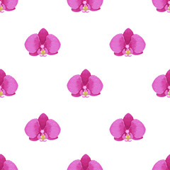Fototapeta na wymiar Orchid embroidery seamless pattern