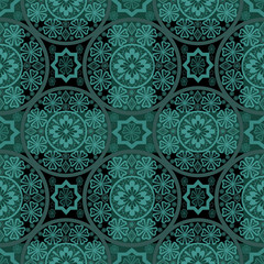 Turquoise seamless lace pattern background