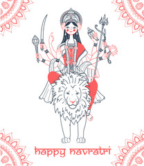 Greeting card Navratri goddess Durga