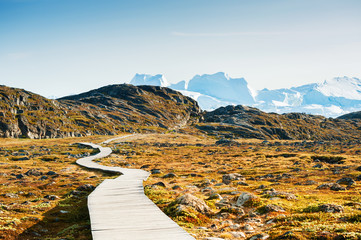 Hiking trail to the icefjord in Ilulissat, Greenland - obrazy, fototapety, plakaty