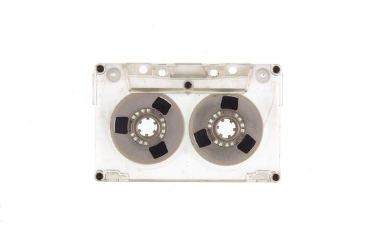 audio cassette on white isolated background