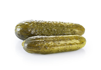 Pickled cucumbers isolated on white background.