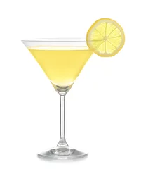 Foto op Canvas Glass of lemon drop martini on white background © Africa Studio