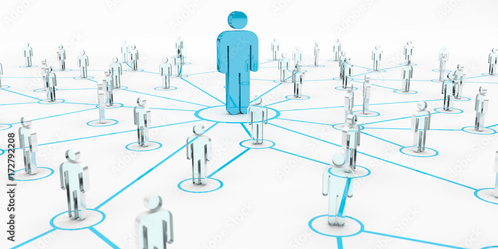Aufkleber Leader connecting a group of people 3D rendering