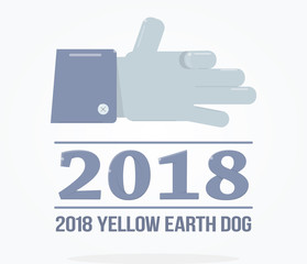 Obraz premium Hand gesture dog face. Modern symbol of the new year.