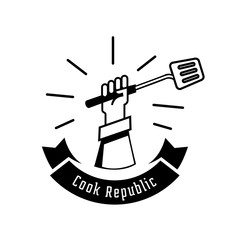 fresh cooking logo with hand hold turner
