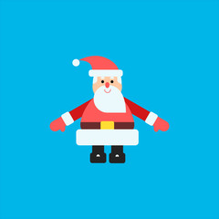 Santa in blue background flat vector illustration