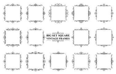 Large set of black vintage square frames