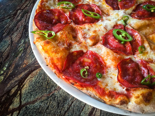 italian pizza close up & fresh ingredients