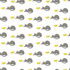 Pattern with a small mouse and yellow cheese