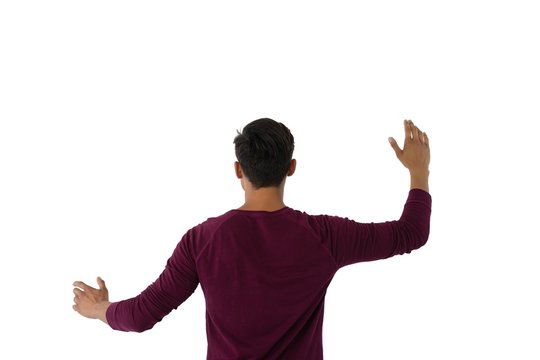 Businessman using invisible interface