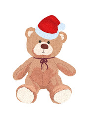 Teddy bear in the Christmas cap