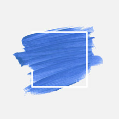 Naklejka premium Brush painted textured acrylic art abstract background over square frame vector illustration. Perfect watercolor design for headline, logo and sale banner. 