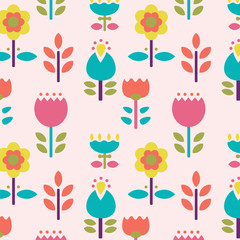 Vector seamless pattern with flowers