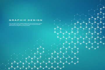 Abstract hexagonal molecule background, genetic and chemical compounds, scientific or technological concept vector illustration