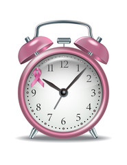 Pink alarm clock with pink ribbon