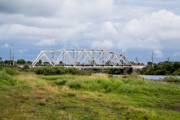 Railway bridge on the river Vologda. Russia