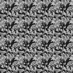 Vector camouflage pattern. Vector background of soldier grey. Camouflage pattern background. Classic clothing style masking camo repeat print. Black grey white colors winter ice texture.