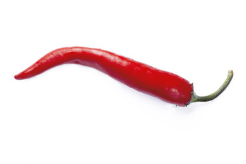 Red bitter pepper on a white background