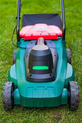 Lawn mower in the backyard