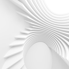 Naklejka premium Modern Architecture Background. White Circular Tunnel Building, 3d Illustration of Light Futuristic Hall