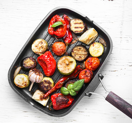 Grilled vegetables in a frying pan