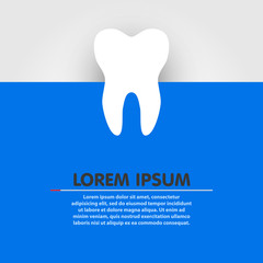 Sticker paper tooth on blue background.