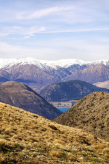 Southern Alps with lake Coloridge in New Zealand