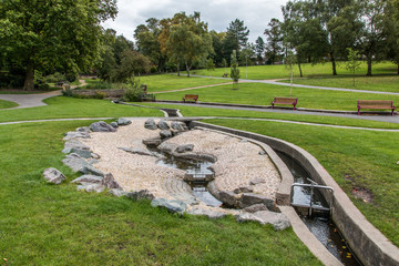 Swadlincote Park Derbyshire  water and stone feature.