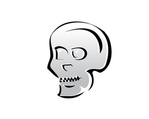 outlines of skull illustration, symbol design, isolated on white background. 