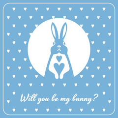 love card with bunny and hearts