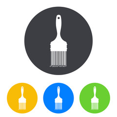 Icono plano codigo de barras brocha en circulo varios colores