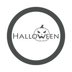 Icono plano Halloween con calabaza en W en circulo color gris