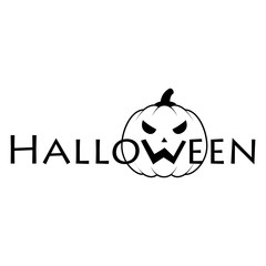 Logotipo Halloween con calabaza en W negro en fondo blanco