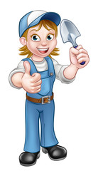 Cartoon Woman Gardener Mascot