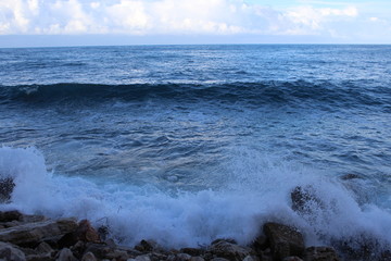 dirty seaside and waves