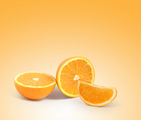  fruit Orange with leaves isolated