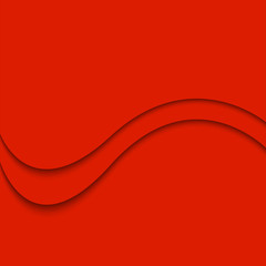 Abstract cut red waves background. Design specifically for banner, poster, billboard, web site with place for text. Paper art style vector illustration.