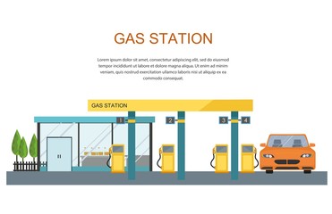 Gas filling station. Energy. Vector flat illustration