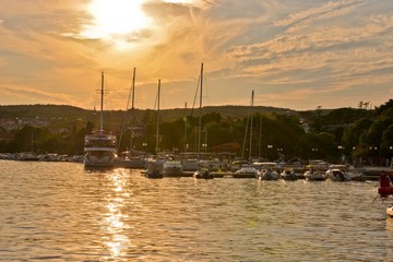 This is a view of marina in Krk city, Croatia. September 5, 2017. Krk, Croatia.