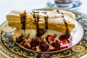 sponge fingers sugar biscuit with fresh cream