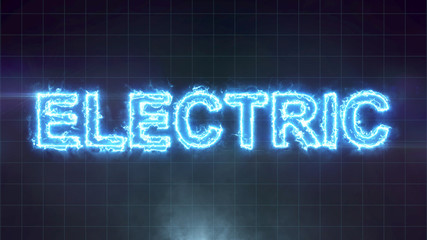 Electric word lightning on black background