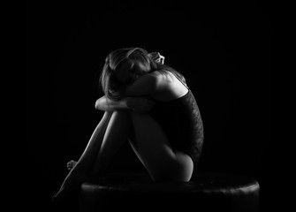 Sad woman silhouette