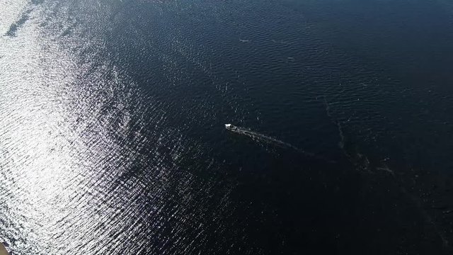 Boat surf foam aerial on Loch Etive