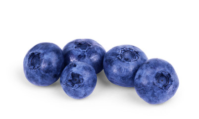 Stack of blueberries isolated on white with clipping path